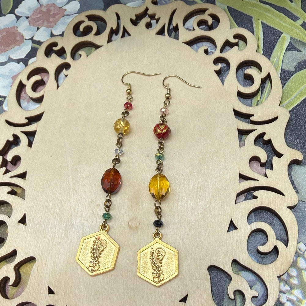 Adorned Crown Jewelry assemblage crystal and glass asymmetrical earrings
