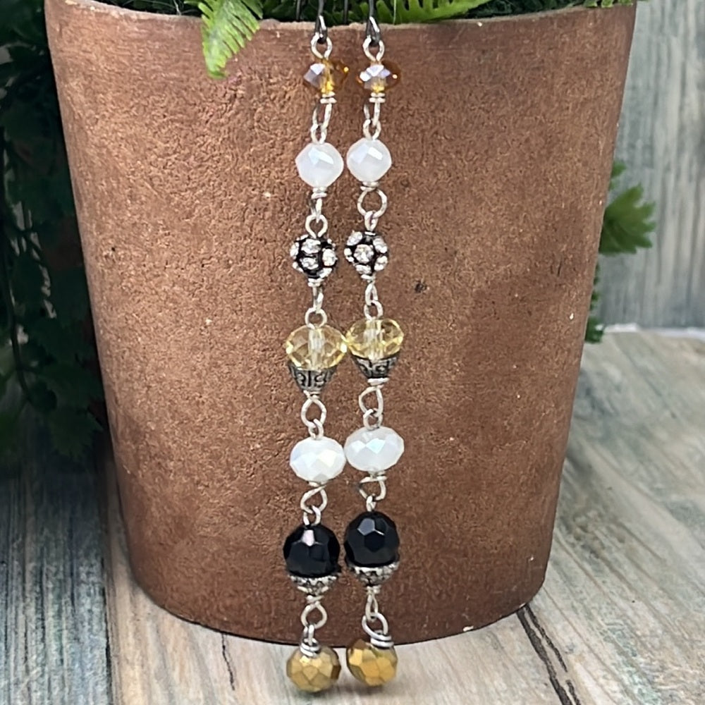 Adorned Crown Artisan Assemblage shoulder duster wrapped crystal earrings