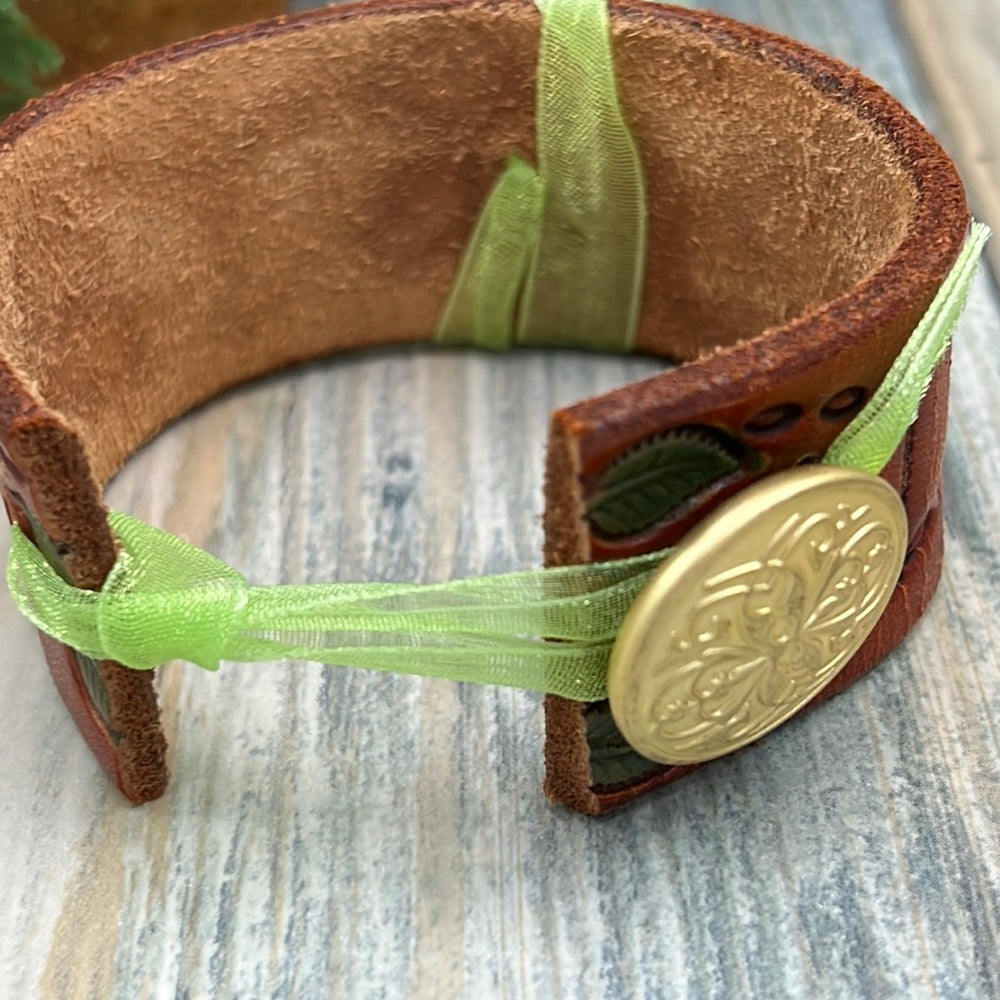 Adorned Crown cowgirl collection butterfly leather cuff bracelet