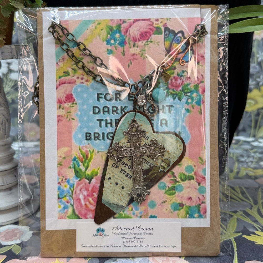 Adorned Crown Jewelry assemblage rusty heart favorite person stmnt necklace