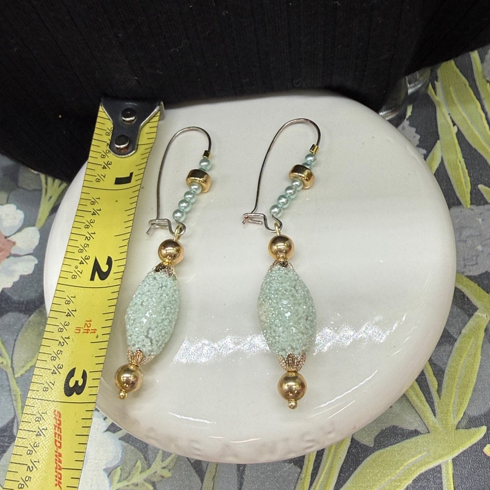 Adorned Crown Jewelry assemblage vintage lucite beads sea foam earrings