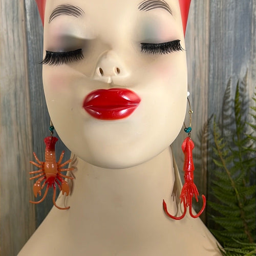 Adorned Crown Artisan Assemblage aquarium collection crab squid earrings