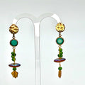 Adorned Crown Jewelry yellow green Czech glass crystal star bead earrings