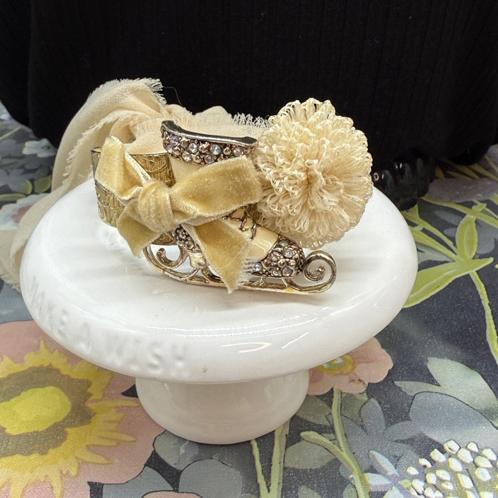 Adorned Crown Jewelry assemblage Victorian Christmas ice skating bracelet cuff