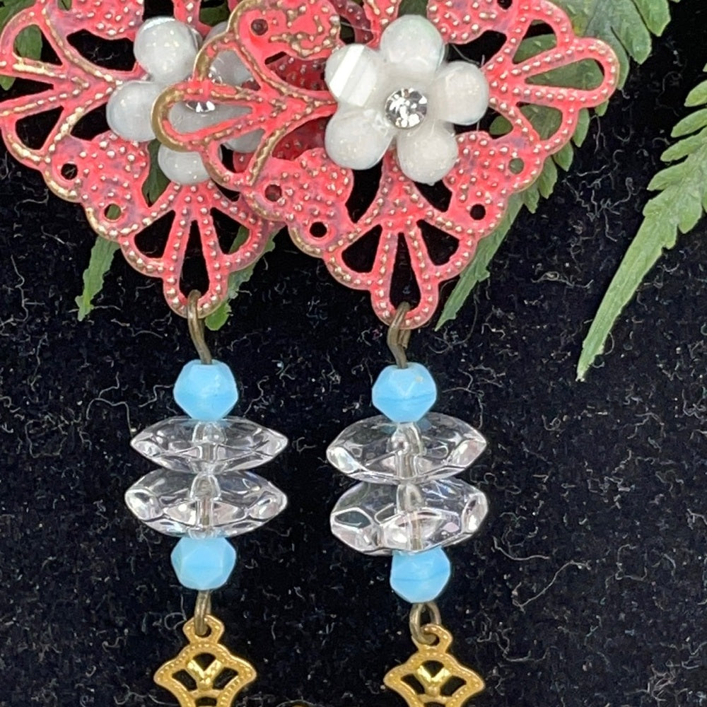 Adorned Crown artisan assemblage faith filigree cross lightweight earrings