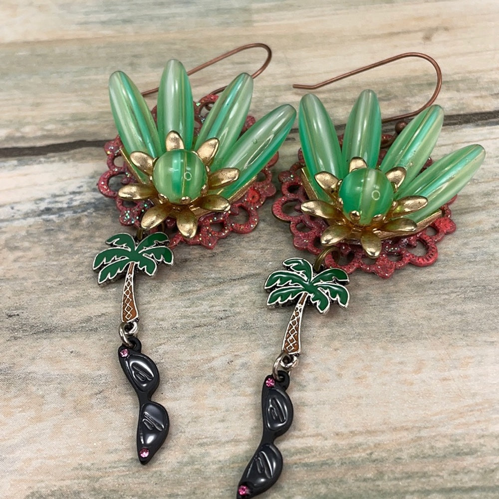 Adorned Crown assemblage tropical vacation sunglasses palm tree earrings