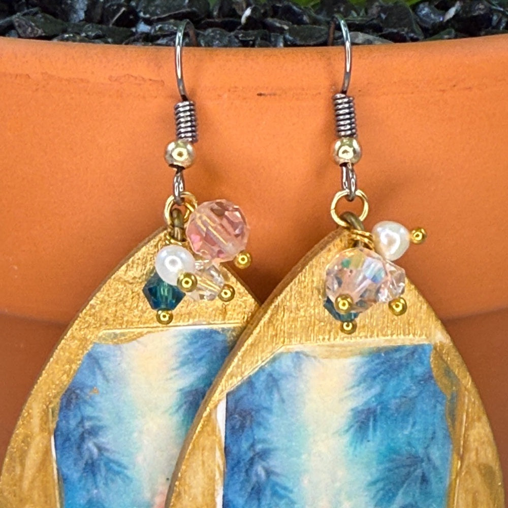 Adorned Crown Jewelry assemblage Victorian Christmas tree earrings