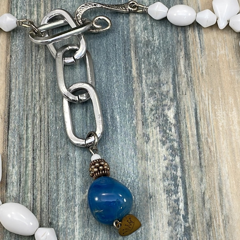 Adorned Crown Artisan Assemblage “make a statement” blue mosaic necklace