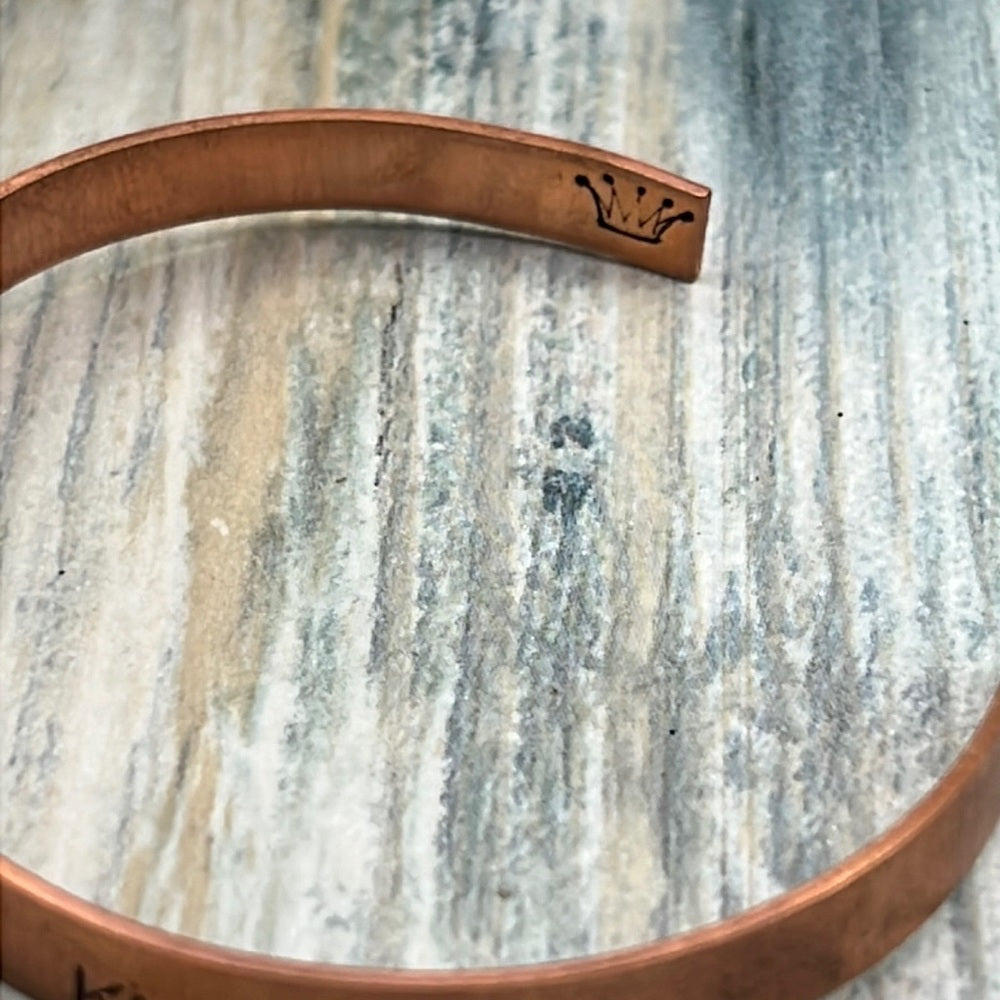Adorned Crown Artisan stamp texture copper bracelet more than you know