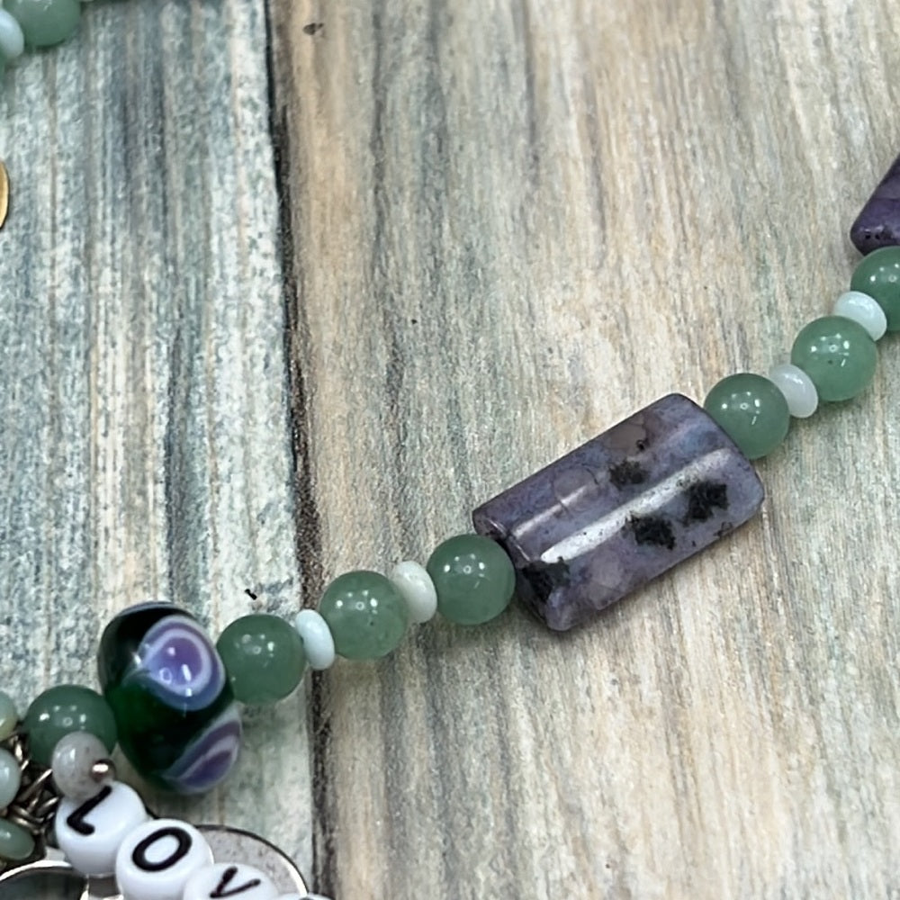 Adorned Crown Artisan Assemblage aventurine jasper Love boy girl necklace