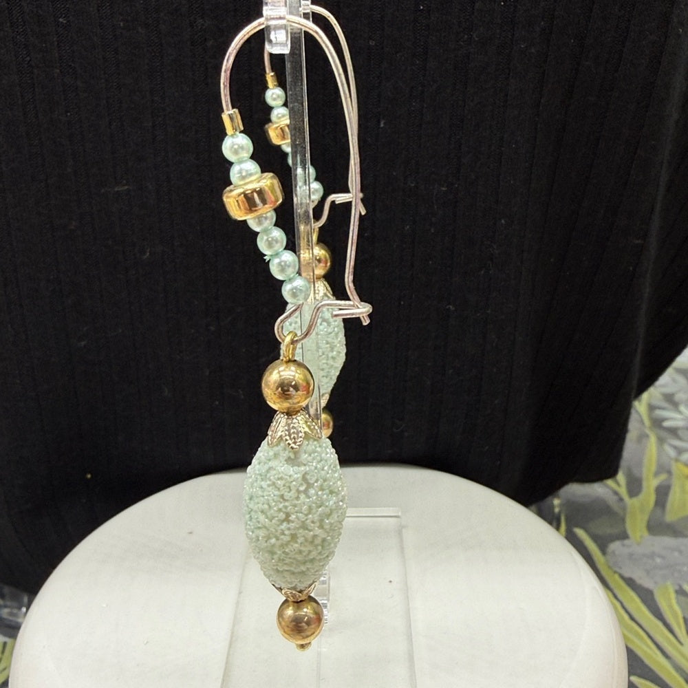 Adorned Crown Jewelry assemblage vintage lucite beads sea foam earrings