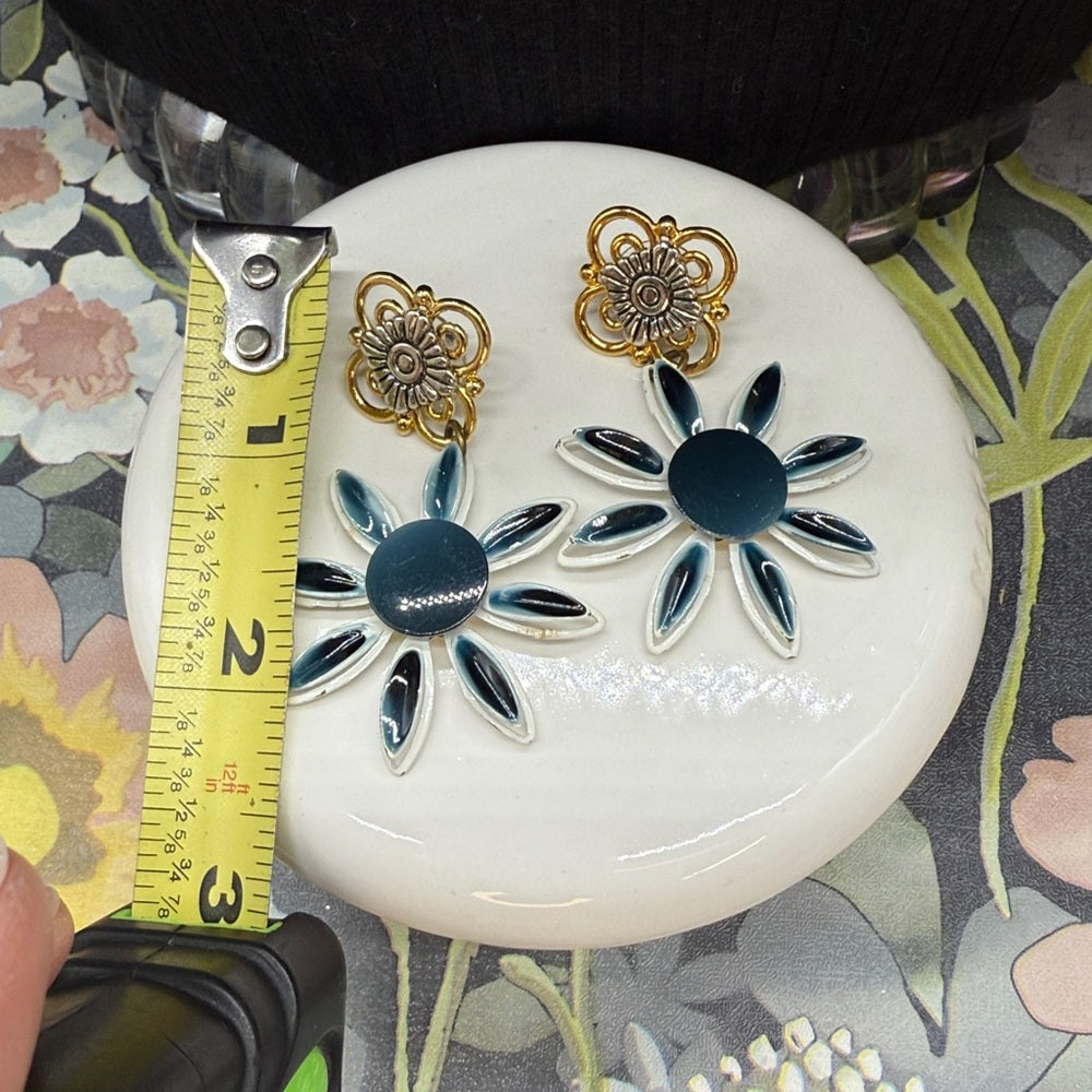 Adorned Crown Jewelry assemblage enamel flower post earrings