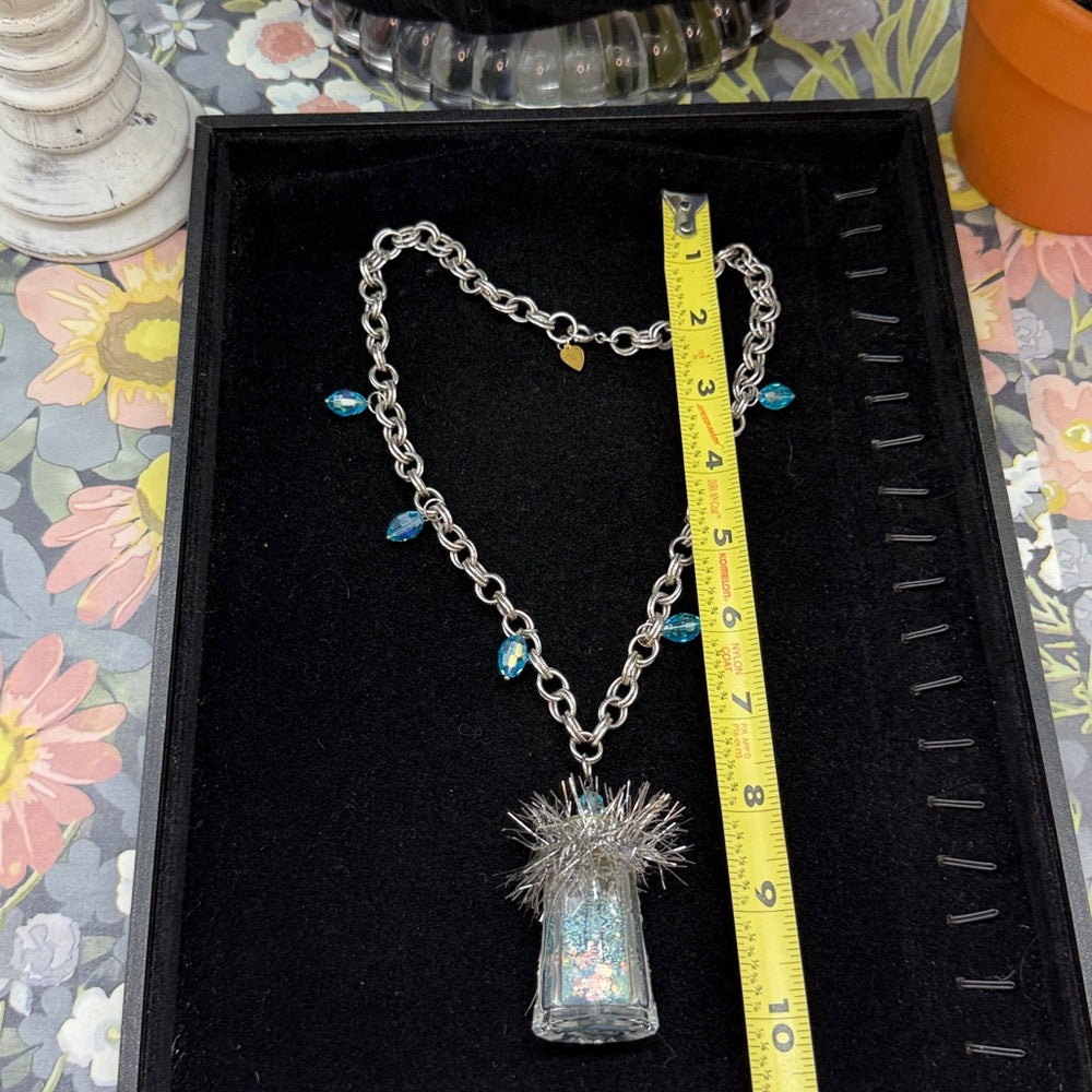 Adorned Crown Jewelry assemblage vintage salt shaker Christmas tree necklace 1