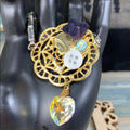 Adorned Crown artisan assemblage prayer crystal heart watch band bracelet