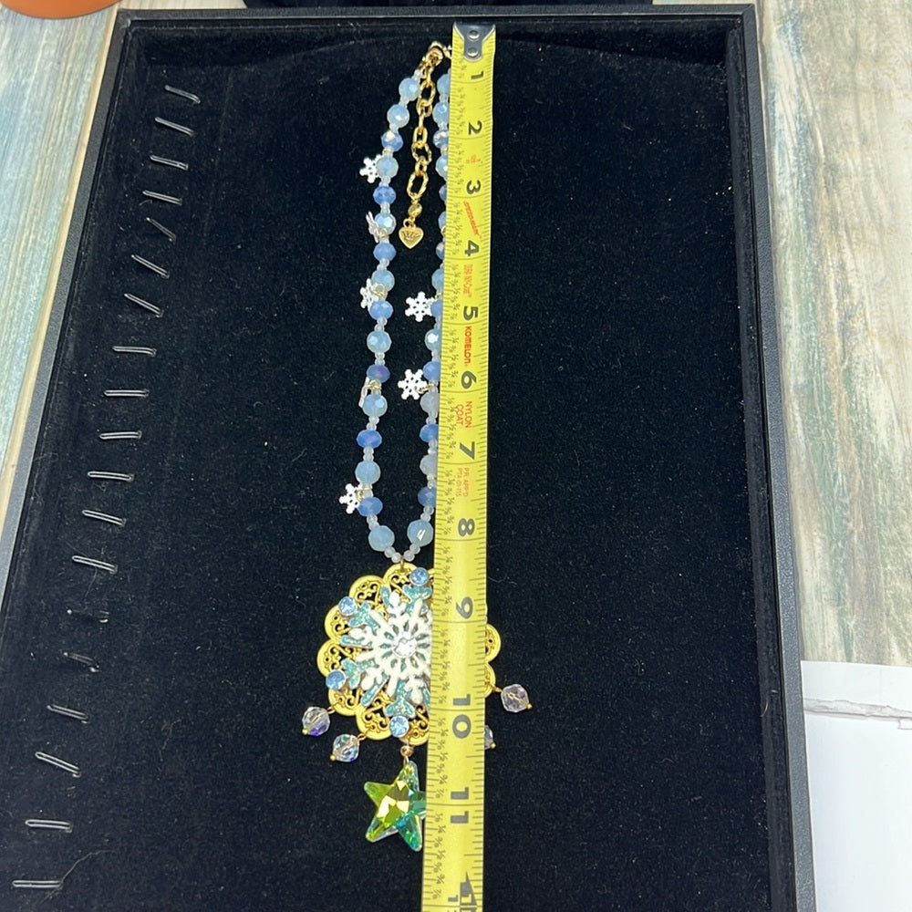 Adorned Crown Jewelry assemblage Christmas snowflake crystal star necklace