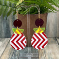 Adorned Crown Artisan Assemblage leather lucite red chevron earrings
