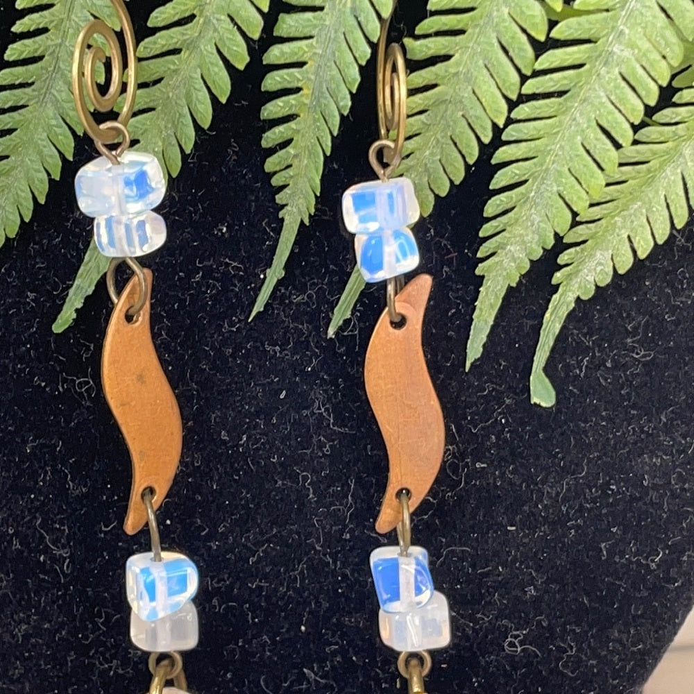 Adorned Crown artisan assemblage Lavender moonstone earrings