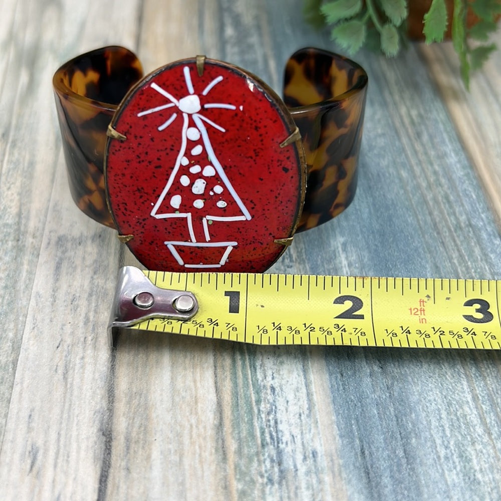 Adorned Crown Artisan Assemblage tortoise shell enamel Christmas bracelet