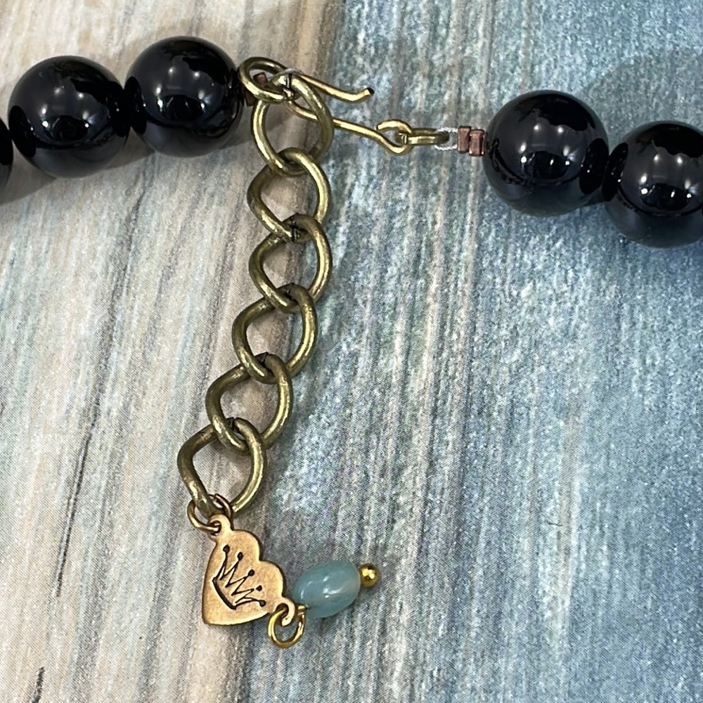 Adorned Crown assemblage druzy stick Pearl beaded statement necklace