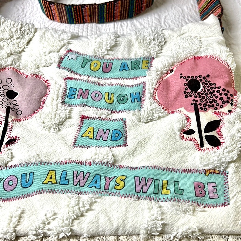 Adorned Crown Textile You are enough always will be crossbody bag boho