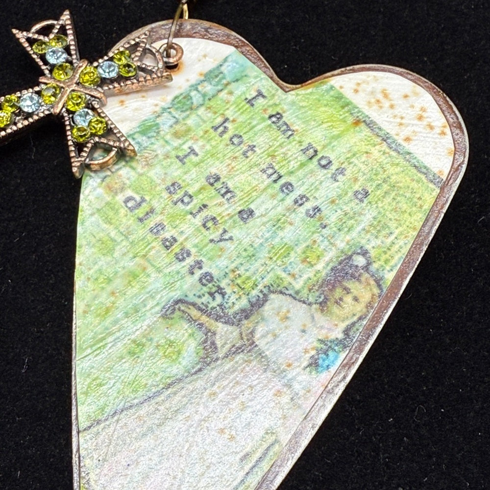 Adorned Crown Jewelry assemblage rusty heart hot mess statement necklace