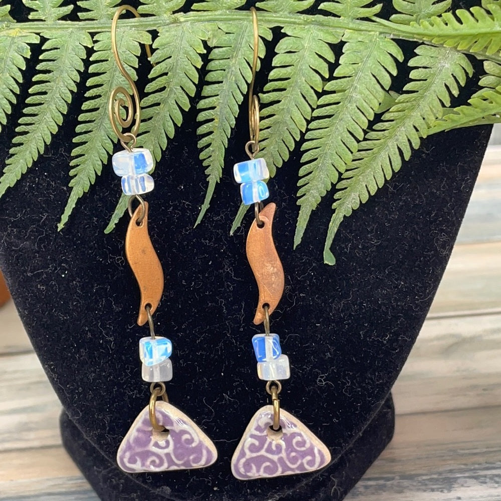 Adorned Crown artisan assemblage Lavender moonstone earrings