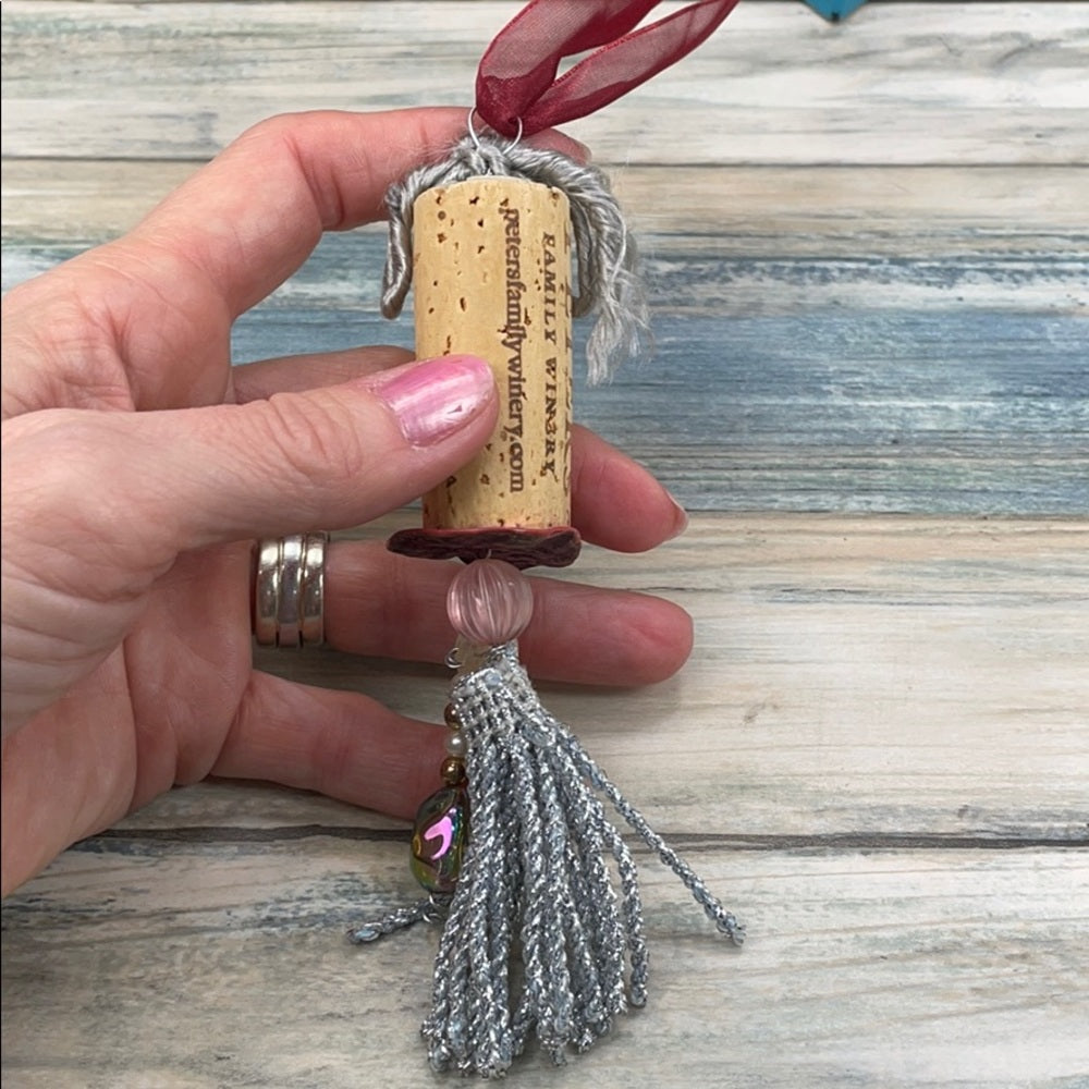 Adorned Crown assemblage wine cork ornament