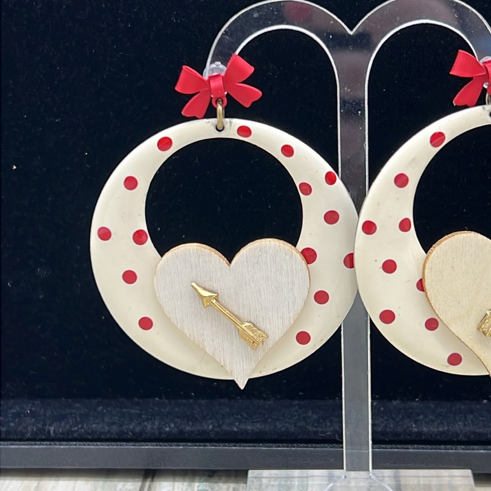 Adorned Crown Jewelry assemblage valentines Cupid retro heart earrings