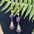 Adorned Crown Artisan Assemblage amethyst rhinestone gold cube earrings