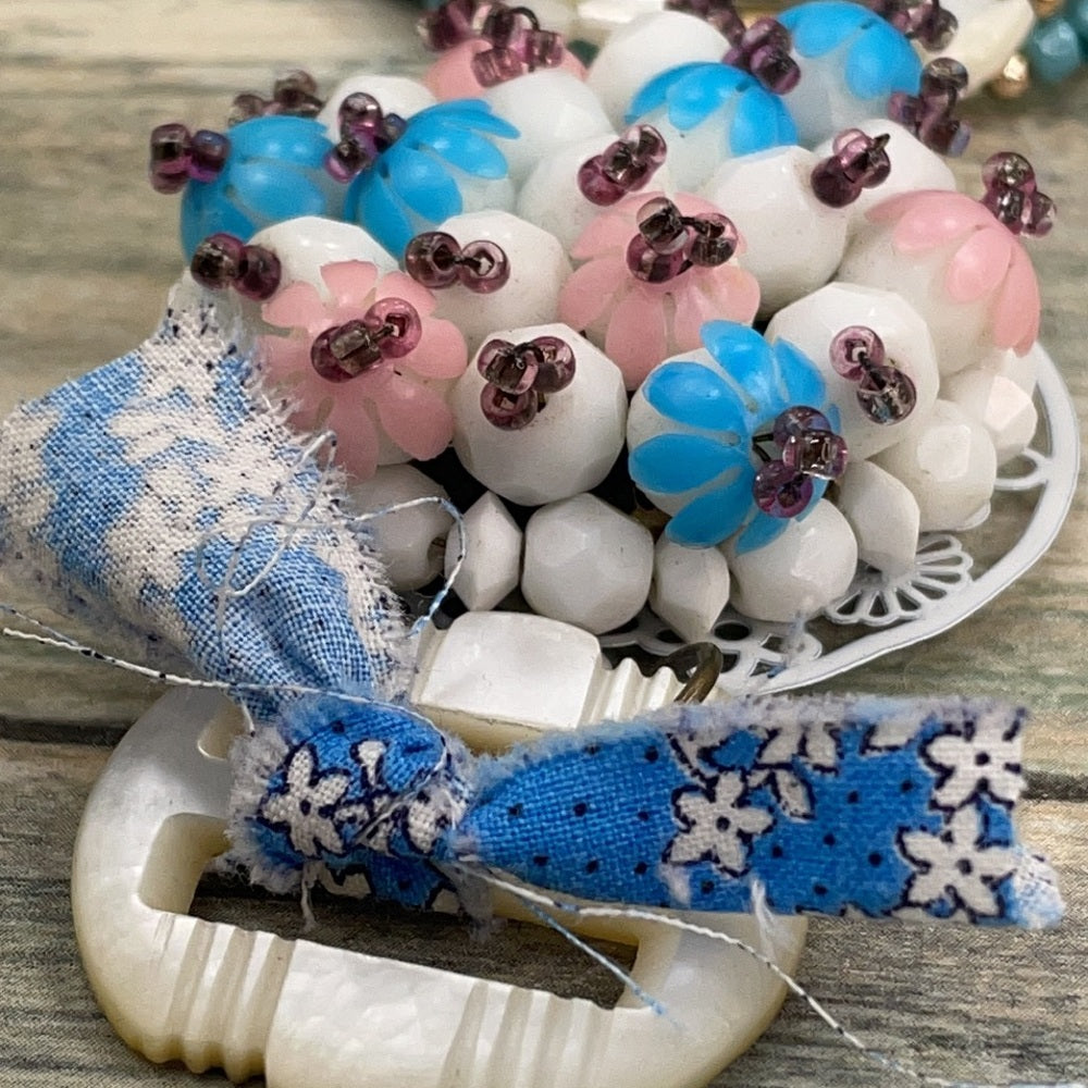 Adorned Crown pastel cluster 2 strand beaded necklace