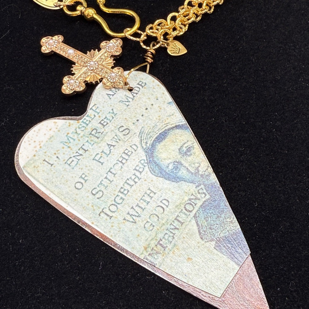 Adorned Crown Jewelry assemblage rusty heart good intentions stmnt necklace