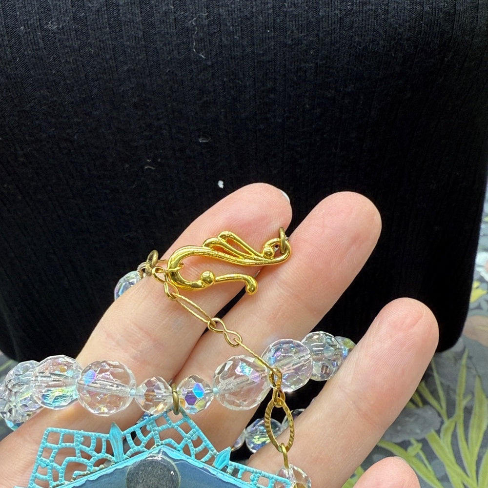 Adorned Crown Jewelry assemblage filigree house crystal necklace