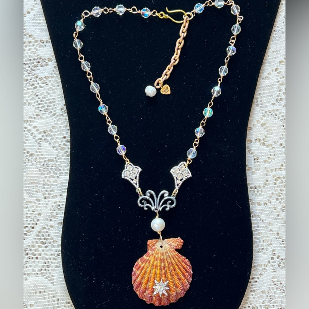 Adorned Crown Assemblage beaches & butterflies star shell crystal necklace