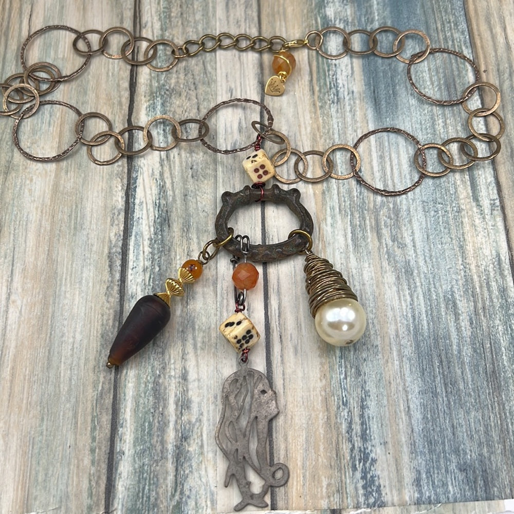 Adorned Crown necklace artisan assemblage FOUND objects vintage reclaimed
