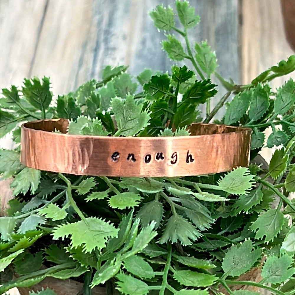 Adorned Crown Artisan stamped textured copper cuff bracelet 1 size ENOUGH