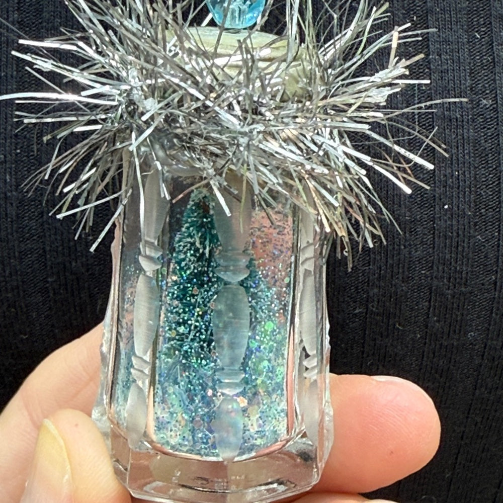 Adorned Crown Jewelry assemblage vintage salt shaker Christmas tree necklace 1