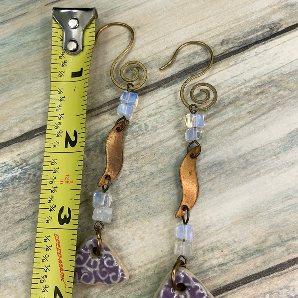 Adorned Crown artisan assemblage Lavender moonstone earrings
