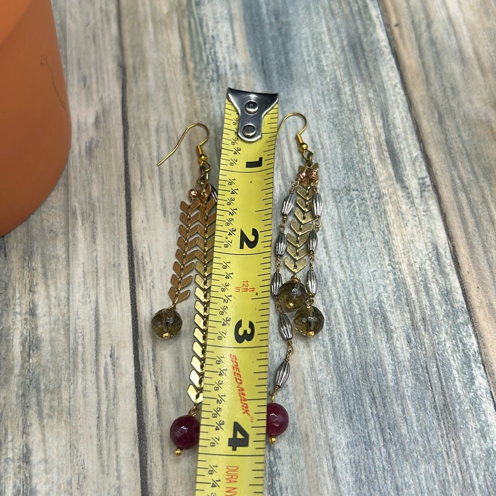 Adorned Crown Jewelry artisan assemblage asymmetrical mix metal earrings
