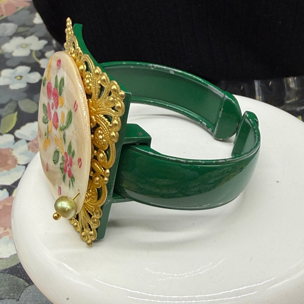 Adorned Crown Jewelry vintage mother of pearl painted watch bangle