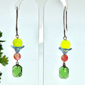 Adorned Crown Jewelry Czech glass mother pearl bead lemon jade bead earrings
