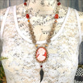 Adorned Crown artisan assemblage cameo citrine carnelian bead necklace