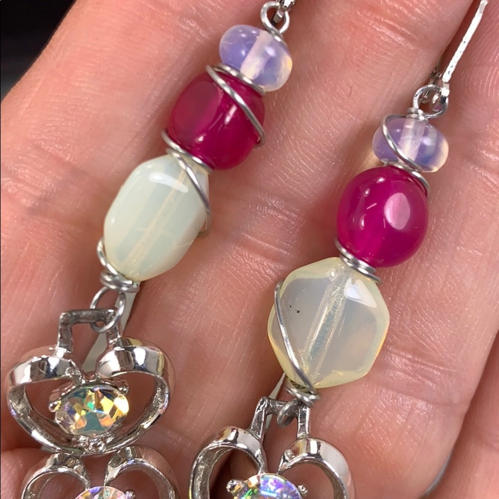 Adorned Crown assemblage rhinestone gemstone trio mix earrings