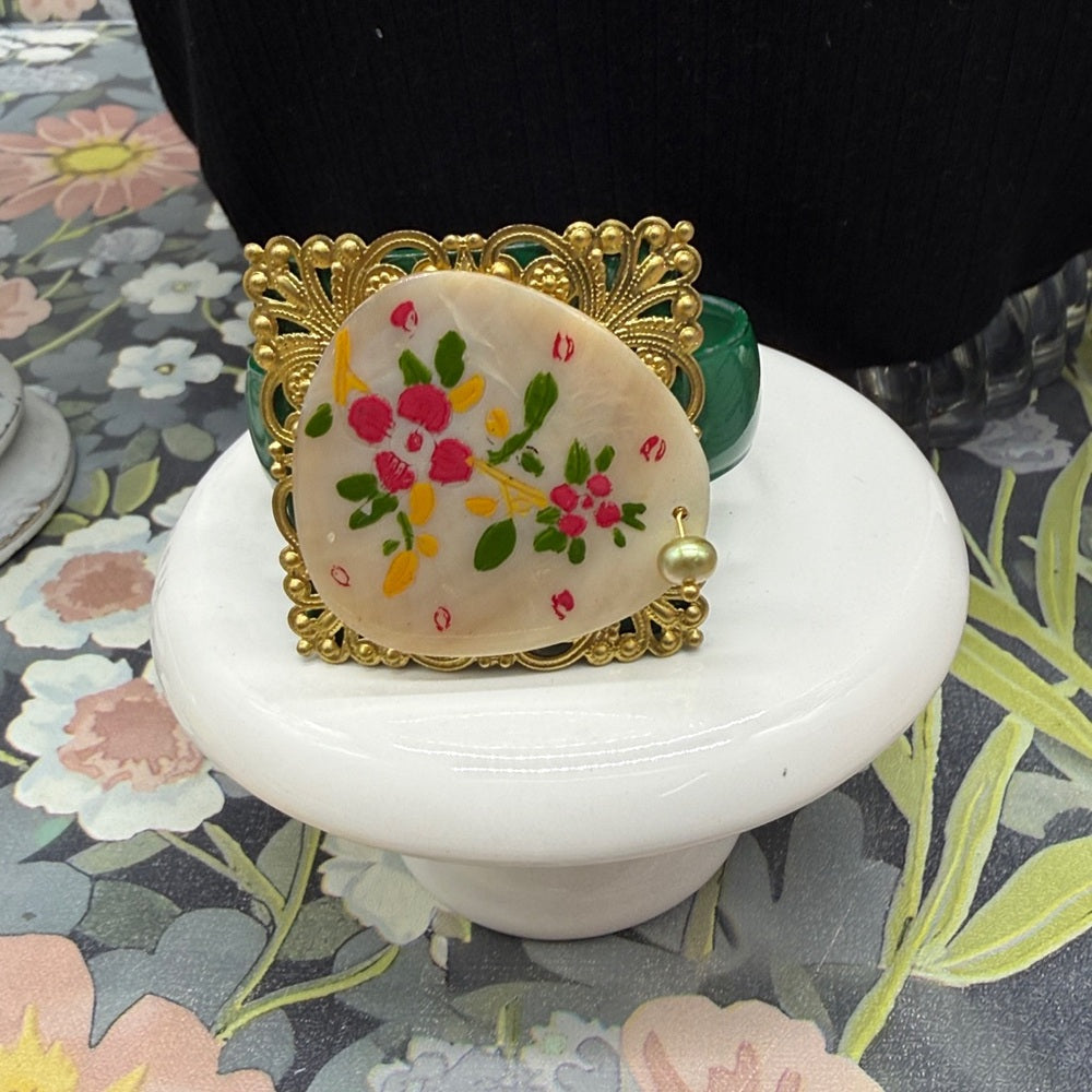 Adorned Crown Jewelry vintage mother of pearl painted watch bangle