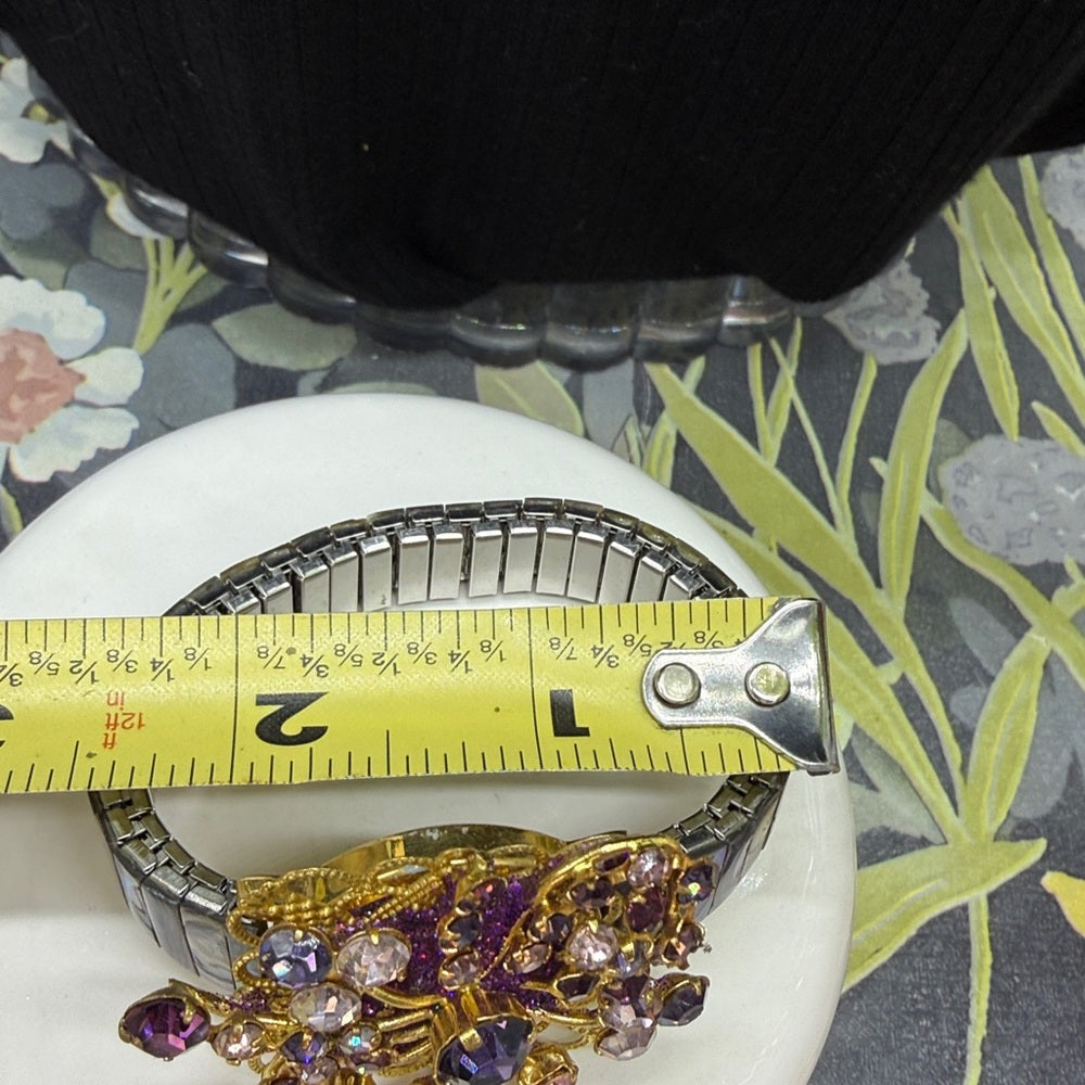 Adorned Crown Jewelry assemblage amethyst rhinestone abalone shell bracelet