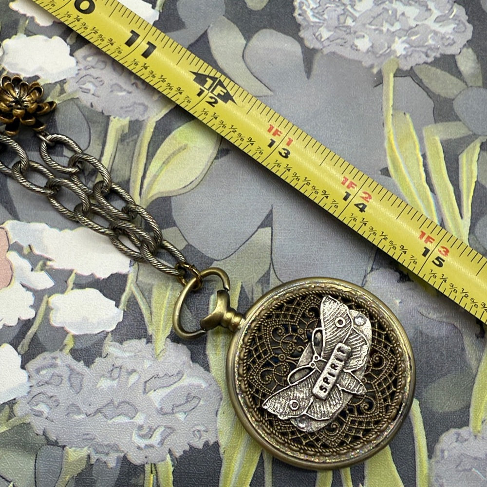 Adorned Crown Jewelry assemblage watch case spirit reversible pendant necklace