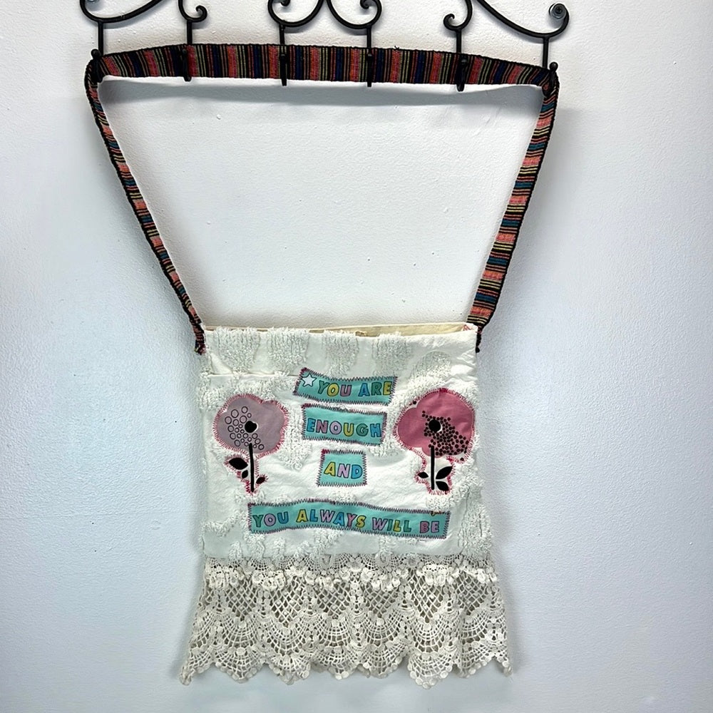 Adorned Crown Textile You are enough always will be crossbody bag boho