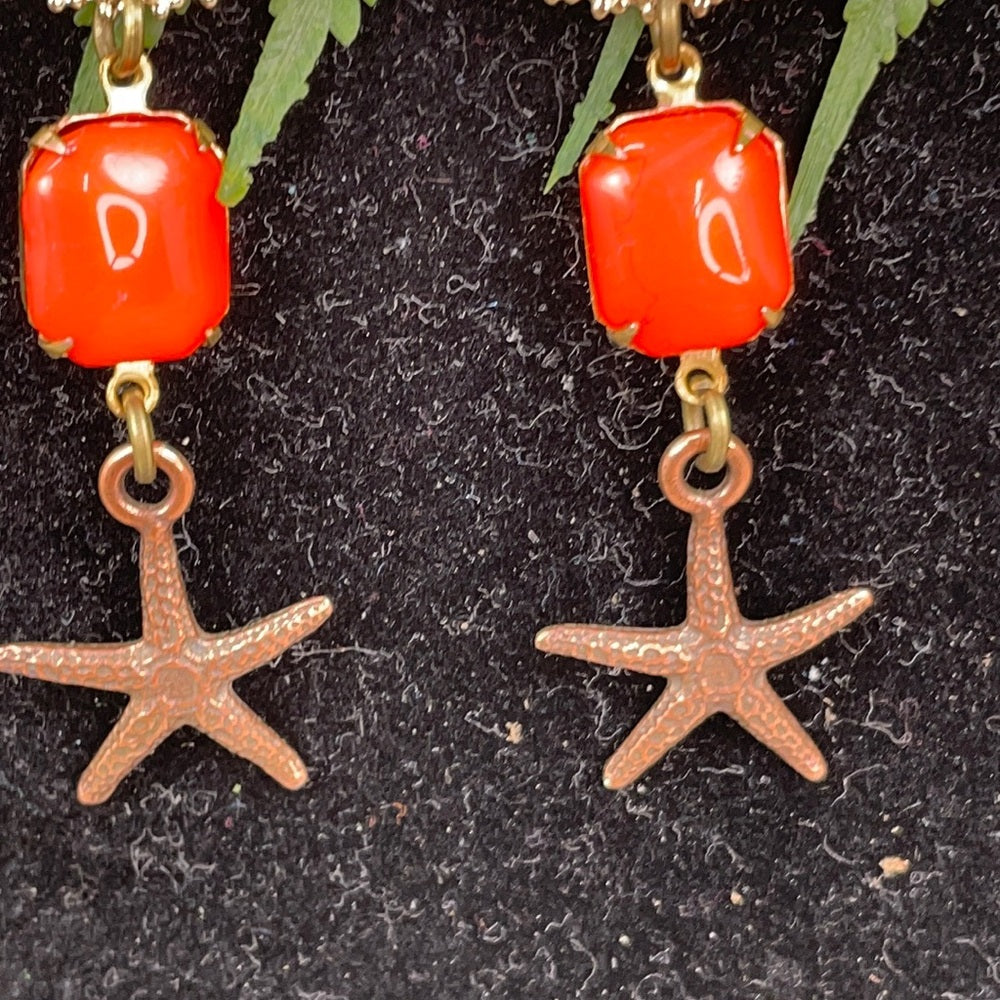 Adorned Crown artisan assemblage autumn seaside beach starfish earrings