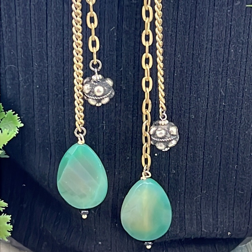 Adorned Crown cowgirl collection pink belt buckle green stone drop necklace
