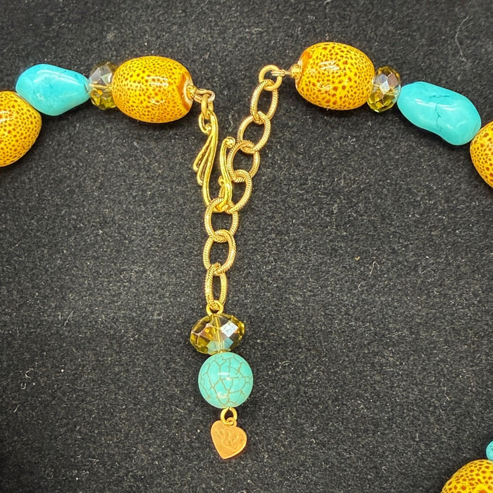 Adorned Crown Jewelry assemblage turquoise flower necklace