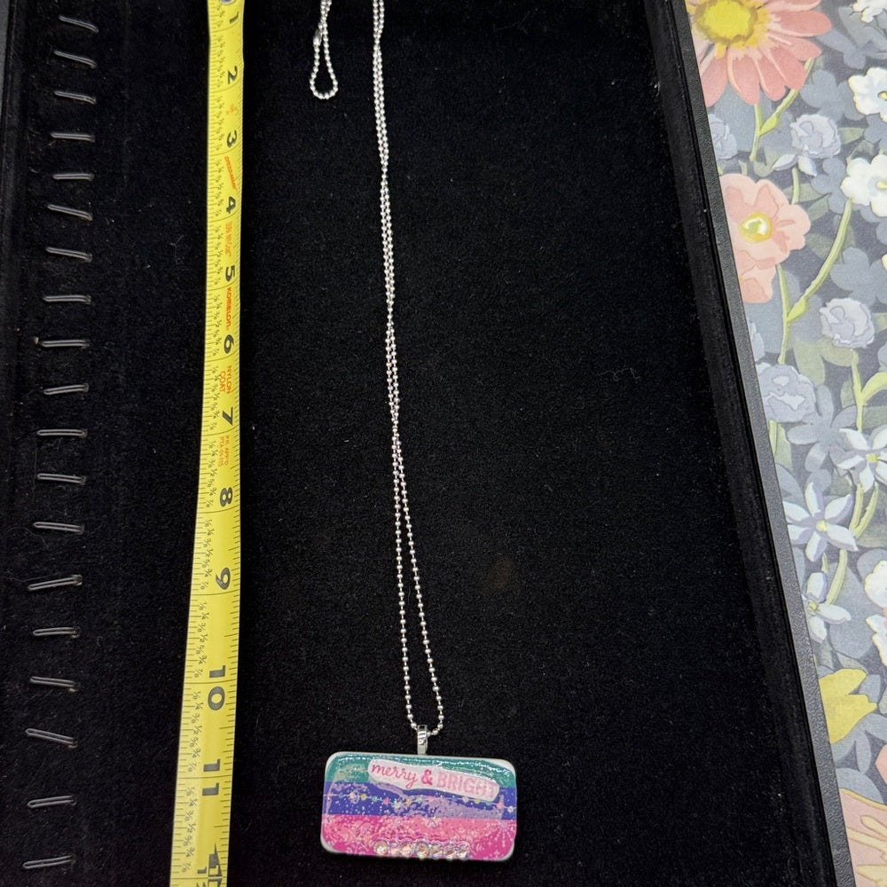 Adorned Crown Jewelry assemblage Christmas merry & bright domino necklace